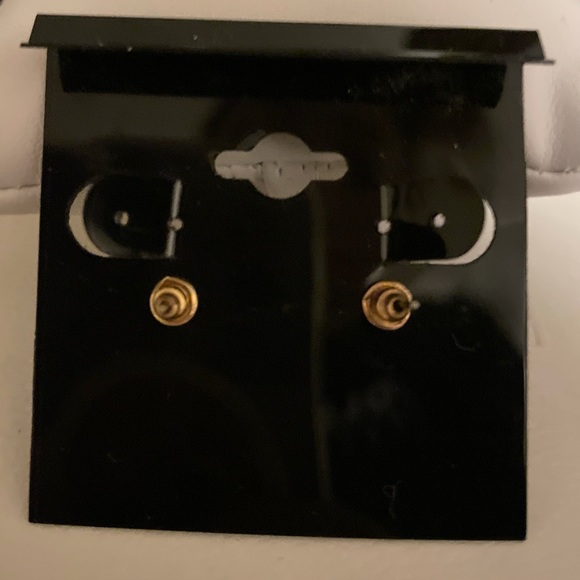 EUC gold interlocking small ring earrings with stud backs - Picture 2 of 2